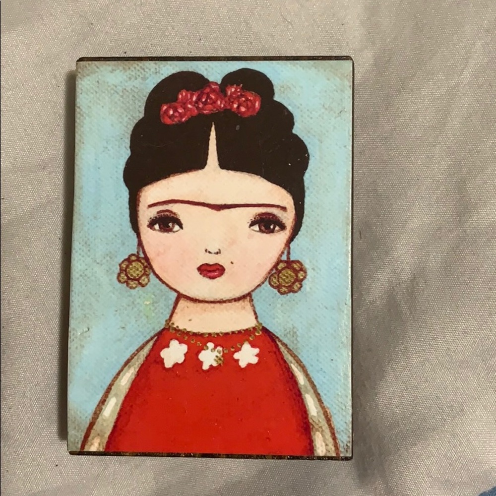 - Hand painted mini canvas of frida kahlo